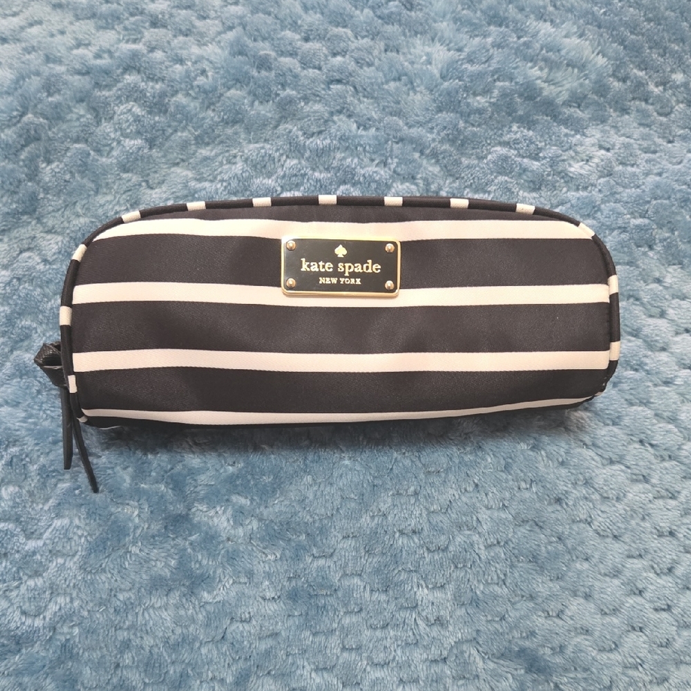 Kate Spade Black and White Striped Pouch